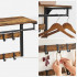 VASAGLE Raft de perete tip cuier, 10 carlige detasabile, sina pentru haine, 30x65x42cm, maro rustic si negru [4]