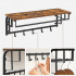 VASAGLE Cuier de perete cu raft de depozitare, 5 carlige, 30x80x27 cm, maro rustic [5]