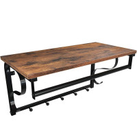 VASAGLE Cuier de perete cu raft de depozitare si sina, 5 carlige, 30x60x32 cm, maro rustic VASAGLE Cuier de perete cu raft de depozitare si sina, 5 carlige, 30x60x32 cm, maro rustic