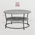 VASAGLE Masuta de cafea rotunda cu raft, 80x80x47 cm, cadru metalic, stil industrial, gri beton si negru [2]