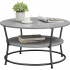 VASAGLE Masuta de cafea rotunda cu raft, 80x80x47 cm, cadru metalic, stil industrial, gri beton si negru [4]