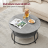 VASAGLE Masuta de cafea rotunda cu raft, 80x80x47 cm, cadru metalic, stil industrial, gri beton si negru [5]