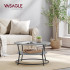 VASAGLE Masuta de cafea rotunda cu raft, 80x80x47 cm, cadru metalic, stil industrial, gri beton si negru [6]
