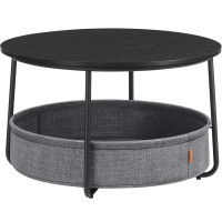 VASAGLE Masuta de cafea rotunda cu cos de stofa, stil modern, 45x75cm, negru cu gri VASAGLE Masuta de cafea rotunda cu cos de stofa, stil modern, 45x75cm, negru cu gri