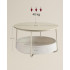 VASAGLE Masuta de cafea rotunda cu cos de stofa, stil modern, 45x75cm, bej cu crem [2]