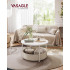 VASAGLE Masuta de cafea rotunda cu cos de stofa, stil modern, 45x75cm, alb cu bej [2]