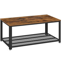 VASAGLE Masuta de cafea, cu cadru metalic, raft de depozitare, pentru living, 45x106x60cm, stil industrial, maro rustic VASAGLE Masuta de cafea, cu cadru metalic, raft de depozitare, pentru living, 45x106x60cm, stil industrial, maro rustic