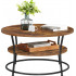 VASAGLE Masuta de cafea rotunda cu raft, cadru metalic, stil industrial, 80x45 cm, maro rustic [6]