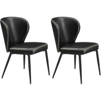 VASAGLE Set 2 scaune living EKHO, tapiterie piele ecologica cu cusaturi, 52x55x79 cm, negru