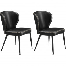 VASAGLE Set 2 scaune living EKHO, tapiterie piele ecologica cu cusaturi, 52x55x79 cm, negru