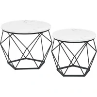 VASAGLE Set de 2 mese de cafea, blat detasabil, stil industrial, 50x40cm si 40x36cm, alb si negru VASAGLE Set de 2 mese de cafea, blat detasabil, stil industrial, 50x40cm si 40x36cm, alb si negru