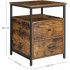VASAGLE Noptiera cu compartiment deschis, 2 sertare, stil industrial, 45x45x60cm, maro rustic si negru [3]