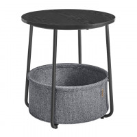 VASAGLE Masuta de cafea rotunda cu cos de stofa, stil modern, 45x50cm, negru-gri VASAGLE Masuta de cafea rotunda cu cos de stofa, stil modern, 45x50cm, negru-gri