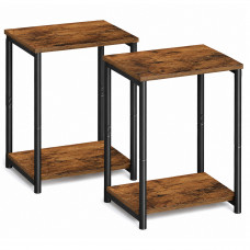 VASAGLE Set noptiere cu 2 rafturi, cadru metalic, stil industrial, 30x39x50 cm, maro rustic VASAGLE Set noptiere cu 2 rafturi, cadru metalic, stil industrial, 30x39x50 cm, maro rustic