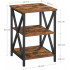VASAGLE Noptiera mica din metal cu design in forma de X, 2 rafturi de depozitare, stil industrial, 40x40x60cm, maro rustic [6]