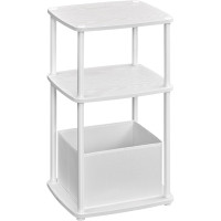 SONGMICS Masuta laterala tip noptiera, cu 3 rafturi si cos textil, cadru metalic, 30x34x58 cm, alb mat SONGMICS Masuta laterala tip noptiera, cu 3 rafturi si cos textil, cadru metalic, 30x34x58 cm, alb mat