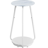 VASAGLE Masuta rotunda tip noptiera, blat din sticla si raft inferior din PAL, cadru metalic, 30x30x55 cm, alb VASAGLE Masuta rotunda tip noptiera, blat din sticla si raft inferior din PAL, cadru metalic, 30x30x55 cm, alb