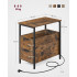 VASAGLE Noptiera 60x35x61 cm, cu 2 sertare, rafturi si priza incorporata, PAL si otel, maro rustic [5]