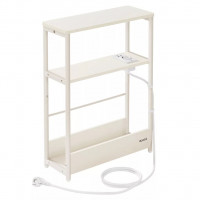 VASAGLE Masuta ingusta cu priza si porturi de incarcare USB, 3 rafturi, 45x18x58 cm, alb crem VASAGLE Masuta ingusta cu priza si porturi de incarcare USB, 3 rafturi, 45x18x58 cm, alb crem