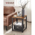 VASAGLE Masa de cafea laterala, tip noptiera, cu cadru metalic, 45x45x55cm, maro rustic si negru [2]