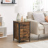 VASAGLE Noptiera cu 3 sertare pentru dormitor, design industrial, 40x40x60cm, maro rustic [4]