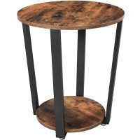 VASAGLE Masa de cafea rotunda cu cadru de otel, stil industrial, 50x57cm, maro rustic si negru VASAGLE Masa de cafea rotunda cu cadru de otel, stil industrial, 50x57cm, maro rustic si negru