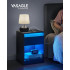VASAGLE Noptiera cu iluminare LED reglabila, prize si porturi USB, sertar si raft, MDF si PAL, 40x35x55 cm, negru [2]