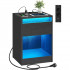 VASAGLE Noptiera cu iluminare LED reglabila, prize si porturi USB, sertar si raft, MDF si PAL, 40x35x55 cm, negru [8]