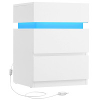 VASAGLE Noptiera din MDF cu iluminare LED, culori si intensitate reglabile, 35x40x55cm, alb VASAGLE Noptiera din MDF cu iluminare LED, culori si intensitate reglabile, 35x40x55cm, alb