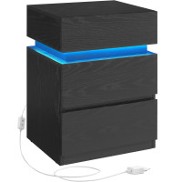 VASAGLE Noptiera din MDF cu iluminare LED, culori si intensitate reglabile, 35x40x55cm, negru VASAGLE Noptiera din MDF cu iluminare LED, culori si intensitate reglabile, 35x40x55cm, negru