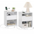 VASAGLE Set 2 noptiere cu porturi USB si prize, sertar si rafturi deschise, 45x35x58 cm, alb mat [2]