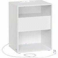 VASAGLE Noptiera cu sertar si statie de incarcare, 2 prize, 2 porturi USB, 45x35x58 cm, alb