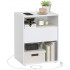 VASAGLE Noptiera cu sertar si statie de incarcare, 2 prize, 2 porturi USB, 45x35x58 cm, alb [2]