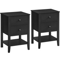 VASAGLE Set de 2 noptiere din bambus, cu 2 sertare, 35x40x60 cm, negru VASAGLE Set de 2 noptiere din bambus, cu 2 sertare, 35x40x60 cm, negru