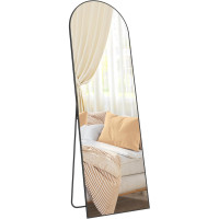 SONGMICS Oglinda podea, cu rama aluminiu si sticla securizata, design curbat, 160x50 cm, negru SONGMICS Oglinda podea, cu rama aluminiu si sticla securizata, design curbat, 160x50 cm, negru