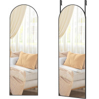 SONGMICS Oglinda decorativa cu rama curbata, 120x40 cm, montaj pe perete sau usa, negru