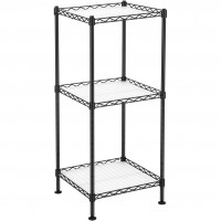 SONGMICS Raft pentru baie sau bucatarie, cu 3 niveluri, polite reglabile si cadru metalic, 30x30x73 cm, negru