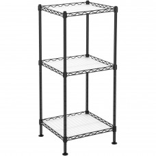 SONGMICS Raft pentru baie sau bucatarie, cu 3 niveluri, polite reglabile si cadru metalic, 30x30x73 cm, negru