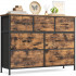 SONGMICS Comoda cu 7 sertare, cadru metalic si blat MDF, sertare textile, 99x30x74 cm, maro rustic [7]