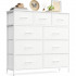 SONGMICS Comoda cu 9 sertare, cadru metalic si blat MDF, sertare textile, 99x30x95 cm, alb [2]