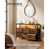SONGMICS Comoda cu iluminare LED, statie incarcare cu prize si USB, 5 sertare si raft deschis, stil industrial, 99x30x68 cm, maro rustic [4]