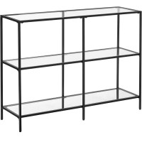 VASAGLE Masa de intrare, pe 3 nivele, blat din sticla securizata, cadru metalic, 30x100x73cm, negru VASAGLE Masa de intrare, pe 3 nivele, blat din sticla securizata, cadru metalic, 30x100x73cm, negru