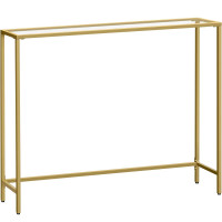 VASAGLE Masa de intrare, blat din sticla securizata, cadru metalic, 20x100x80 cm, auriu VASAGLE Masa de intrare, blat din sticla securizata, cadru metalic, 20x100x80 cm, auriu