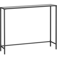 VASAGLE Masa consola 100x20x80 cm, blat sticla securizata si cadru metalic, negru VASAGLE Masa consola 100x20x80 cm, blat sticla securizata si cadru metalic, negru