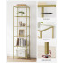 VASAGLE Raft cu trepte pentru dormitor, 6 etaje, din sticla securizata, cadru din otel, 30x40x177 cm, auriu [3]