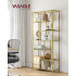 VASAGLE Biblioteca cu 6 polite din sticla securizata si cadru din otel, 80x30x180 cm, auriu [2]