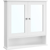 VASAGLE Dulap de baie de perete cu oglinda, 2 usi, compartiment deschis, rafturi reglabile, 13x56x58cm, alb VASAGLE Dulap de baie de perete cu oglinda, 2 usi, compartiment deschis, rafturi reglabile, 13x56x58cm, alb