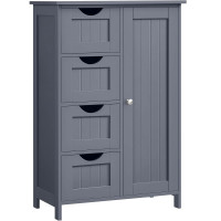 VASAGLE Dulap de baie, din MDF, cu 4 sertare, raft reglabil, 30x55x82 cm, gri