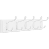 SONGMICS Cuier de perete cu 5 carlige duble si 10 puncte de agatare pentru haine, genti, palarii si prosoape, design compact pentru economisirea spati