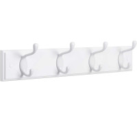 SONGMICS Cuier perete cu 4 carlige duble metalice, MDF, montaj pe perete, 40x8 cm, alb SONGMICS Cuier perete cu 4 carlige duble metalice, MDF, montaj pe perete, 40x8 cm, alb